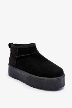 Śniegowce Damskie>Boto Zamszowe Śniegowce Na Platformie Czarne Corcoran Czarny