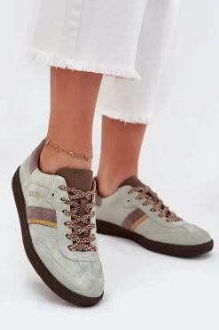 New Zamszowe Niskie Sneakersy Damskie Big Star SS274678 HI-POLY SYSTEM Miętowe Damskie Buty Sportowe Big Star|Sneakersy Damskie