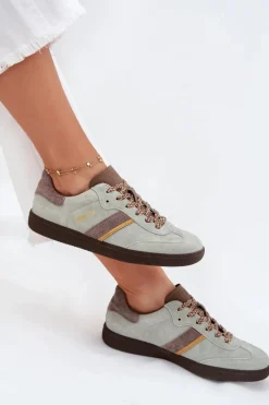 New Zamszowe Niskie Sneakersy Damskie Big Star SS274678 HI-POLY SYSTEM Miętowe Damskie Buty Sportowe Big Star|Sneakersy Damskie