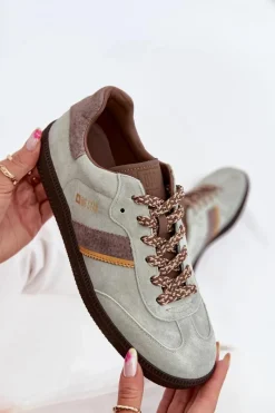 New Zamszowe Niskie Sneakersy Damskie Big Star SS274678 HI-POLY SYSTEM Miętowe Damskie Buty Sportowe Big Star|Sneakersy Damskie