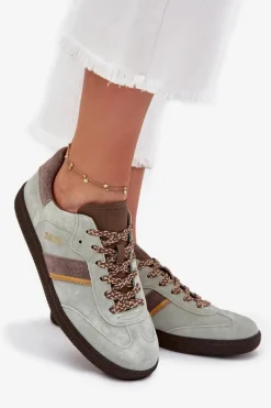 New Zamszowe Niskie Sneakersy Damskie Big Star SS274678 HI-POLY SYSTEM Miętowe Damskie Buty Sportowe Big Star|Sneakersy Damskie