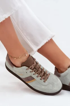 New Zamszowe Niskie Sneakersy Damskie Big Star SS274678 HI-POLY SYSTEM Miętowe Damskie Buty Sportowe Big Star|Sneakersy Damskie