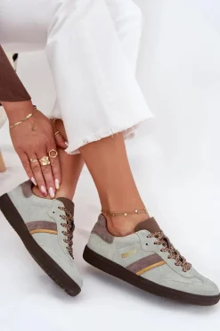 New Zamszowe Niskie Sneakersy Damskie Big Star SS274678 HI-POLY SYSTEM Miętowe Damskie Buty Sportowe Big Star|Sneakersy Damskie