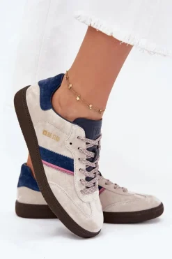 Buty Sportowe Big Star|Sneakersy Damskie>Big Star Shoes Zamszowe Niskie Sneakersy Damskie Big Star SS274679 HI-POLY SYSTEM Szare Szary