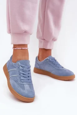 Online Evento Zamszowe Niskie Sneakersy Damskie e Paliana Niebieski