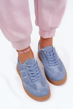 Online Evento Zamszowe Niskie Sneakersy Damskie e Paliana Niebieski
