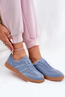Online Evento Zamszowe Niskie Sneakersy Damskie e Paliana Niebieski