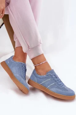 Online Evento Zamszowe Niskie Sneakersy Damskie e Paliana Niebieski