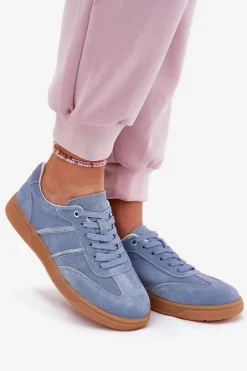 Online Evento Zamszowe Niskie Sneakersy Damskie e Paliana Niebieski