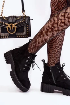 Botki Sznurowane|Czarne Botki><noscript><img width=