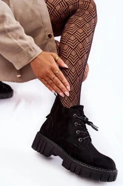 Botki Sznurowane|Czarne Botki><noscript><img width=