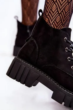 Botki Sznurowane|Czarne Botki><noscript><img width=