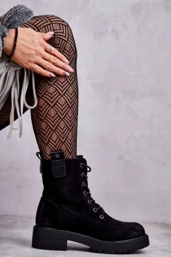 Botki Sznurowane|Czarne Botki><noscript><img width=