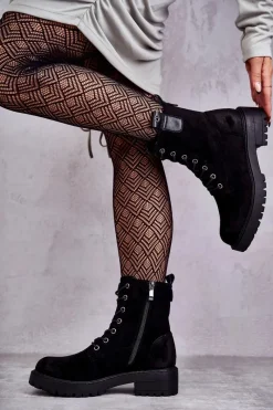 Botki Sznurowane|Czarne Botki><noscript><img width=