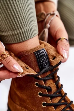 Botki Ocieplane|Damskie Trapery></noscript>Big Star Shoes Zamszowe Ocieplane Botki Trapery Big Star KK274524 Brązowe