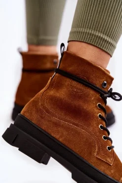 Botki Ocieplane|Damskie Trapery></noscript>Big Star Shoes Zamszowe Ocieplane Botki Trapery Big Star KK274524 Brązowe