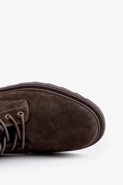 Big Star Shoes Zamszowe Ocieplane Botki Męskie Na Zamek Big Star OO174229 Brązowe