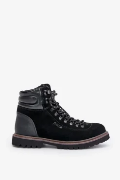 Online Big Star Shoes Zamszowe Ocieplane Botki Trapery Męskie Big Star OO174643 Hi-Poly System Czarne Czarny