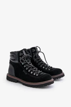 Online Big Star Shoes Zamszowe Ocieplane Botki Trapery Męskie Big Star OO174643 Hi-Poly System Czarne Czarny