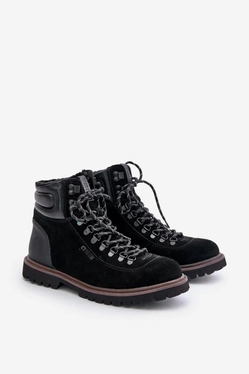 Online Big Star Shoes Zamszowe Ocieplane Botki Trapery Męskie Big Star OO174643 Hi-Poly System Czarne Czarny