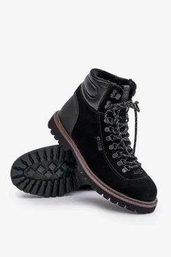 Online Big Star Shoes Zamszowe Ocieplane Botki Trapery Męskie Big Star OO174643 Hi-Poly System Czarne Czarny