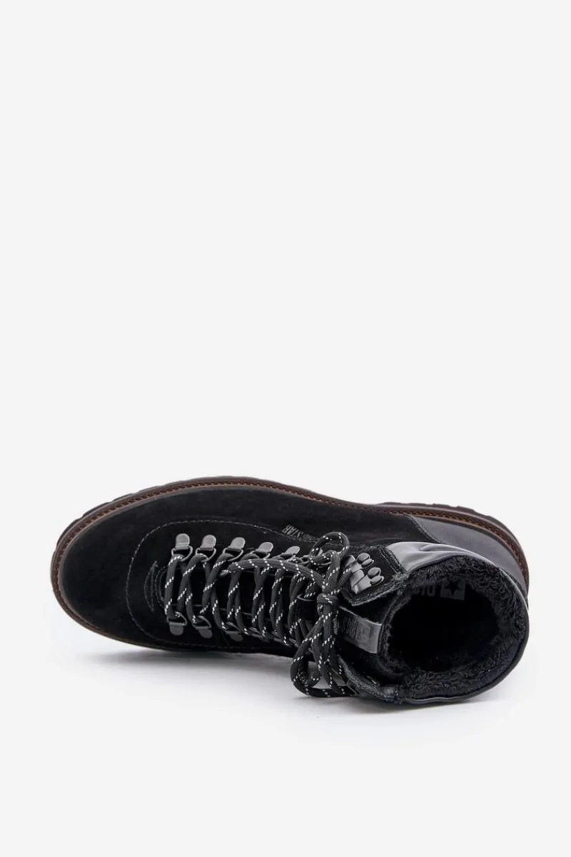 Online Big Star Shoes Zamszowe Ocieplane Botki Trapery Męskie Big Star OO174643 Hi-Poly System Czarne Czarny