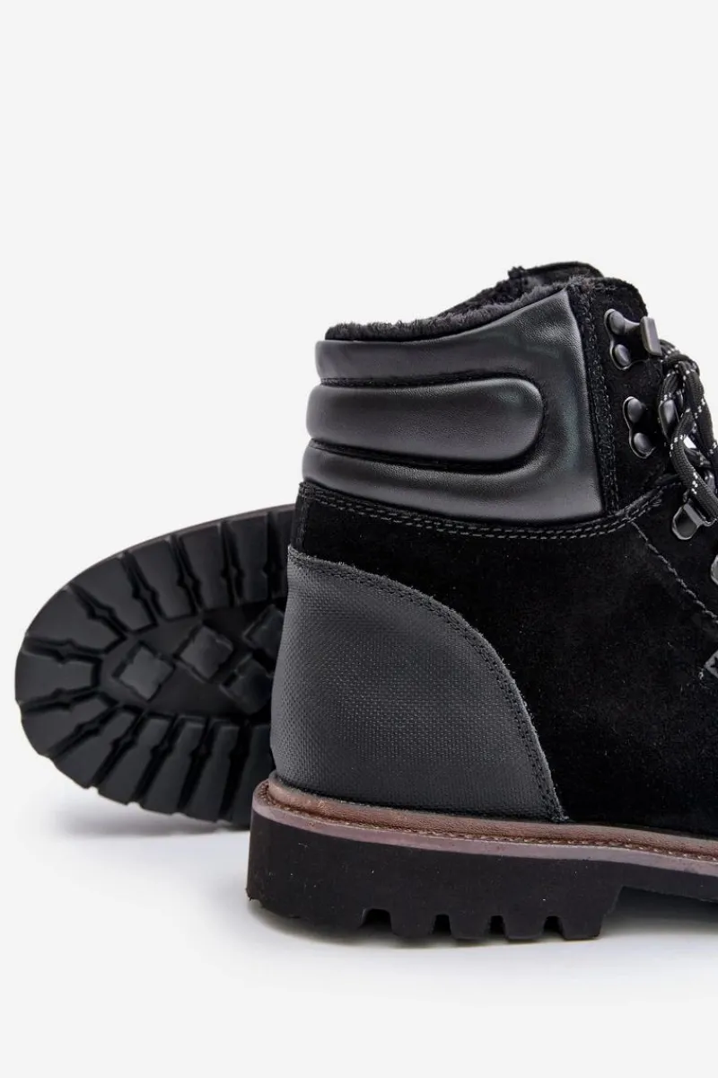 Online Big Star Shoes Zamszowe Ocieplane Botki Trapery Męskie Big Star OO174643 Hi-Poly System Czarne Czarny