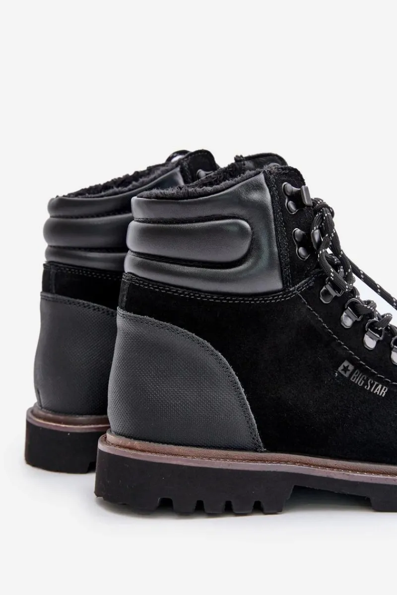 Online Big Star Shoes Zamszowe Ocieplane Botki Trapery Męskie Big Star OO174643 Hi-Poly System Czarne Czarny