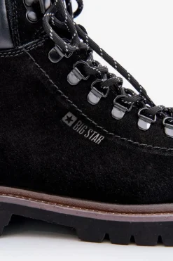 Online Big Star Shoes Zamszowe Ocieplane Botki Trapery Męskie Big Star OO174643 Hi-Poly System Czarne Czarny