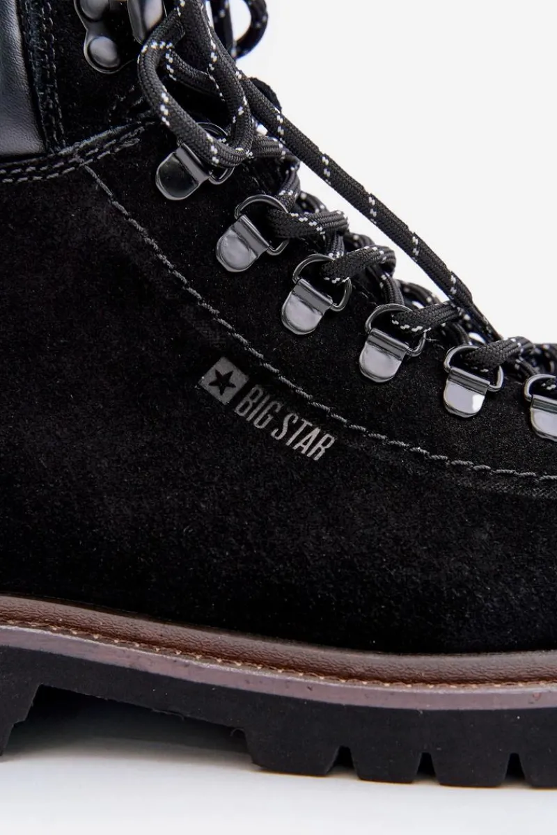 Online Big Star Shoes Zamszowe Ocieplane Botki Trapery Męskie Big Star OO174643 Hi-Poly System Czarne Czarny