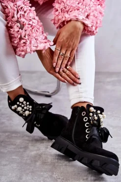 Botki Sznurowane|Czarne Botki><noscript><img width=