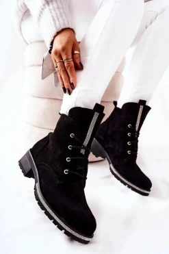 Boto Zamszowe Ocieplane Botki Czarne Grecia