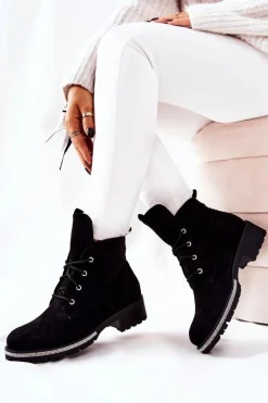 Boto Zamszowe Ocieplane Botki Czarne Grecia