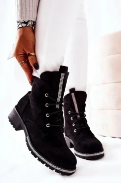 Boto Zamszowe Ocieplane Botki Czarne Grecia