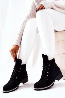 Boto Zamszowe Ocieplane Botki Czarne Grecia