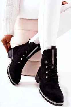 Boto Zamszowe Ocieplane Botki Czarne Grecia