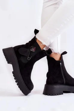 Best Boto Zamszowe Ocieplane Botki Workery Czarne Magnis