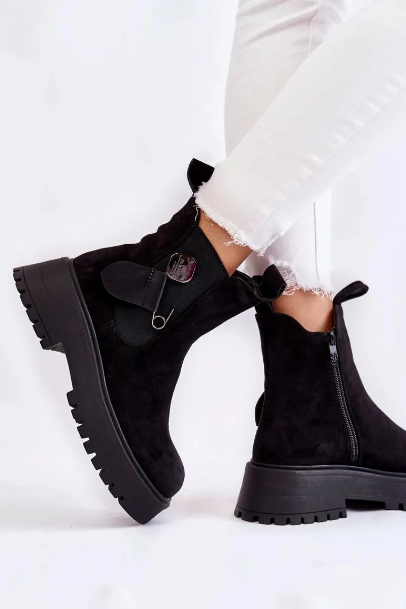 Best Boto Zamszowe Ocieplane Botki Workery Czarne Magnis