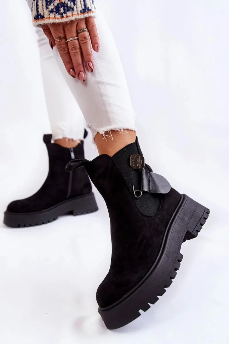 Best Boto Zamszowe Ocieplane Botki Workery Czarne Magnis