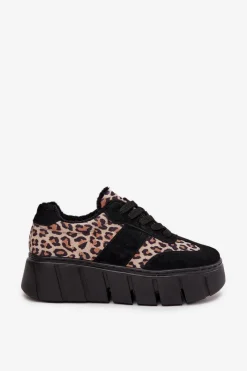 Discount Zamszowe Ocieplane Sneakersy Damskie Na Masywnej Platformie Vinceza 66841 Panterka Czarne Damskie Sneakersy Damskie