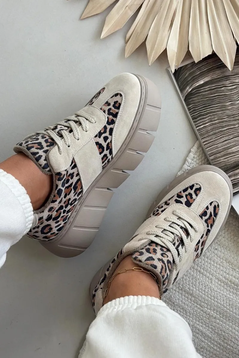 Sale Buty damskie Vinceza Zamszowe Ocieplane Sneakersy Damskie Na Masywnej Platformie Vinceza 66841 Panterka Beżowe Beżowy