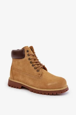 Discount Big Star Shoes Zamszowe Ocieplane Trapery Męskie Big Star OO174136 HI-POLY SYSTEM Camel Brązowy