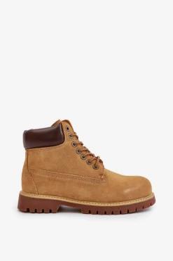 Discount Big Star Shoes Zamszowe Ocieplane Trapery Męskie Big Star OO174136 HI-POLY SYSTEM Camel Brązowy