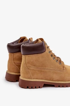 Discount Big Star Shoes Zamszowe Ocieplane Trapery Męskie Big Star OO174136 HI-POLY SYSTEM Camel Brązowy