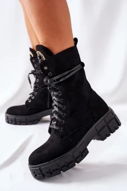 Botki Sznurowane|Czarne Botki><noscript><img width=