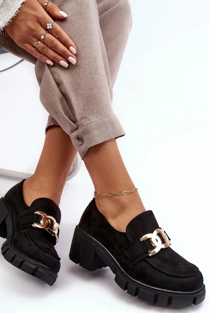 Hot Zamszowe Półbuty Damskie Z Ozdobą Czarne Rullenes Damskie Mokasyny Damskie Zamszowe