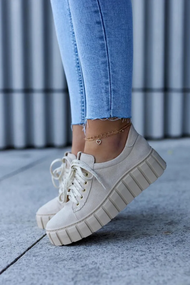 Półbuty Skórzane>Boto Zamszowe Półbuty Lewski Shoes 3163 Jasnobeżowe