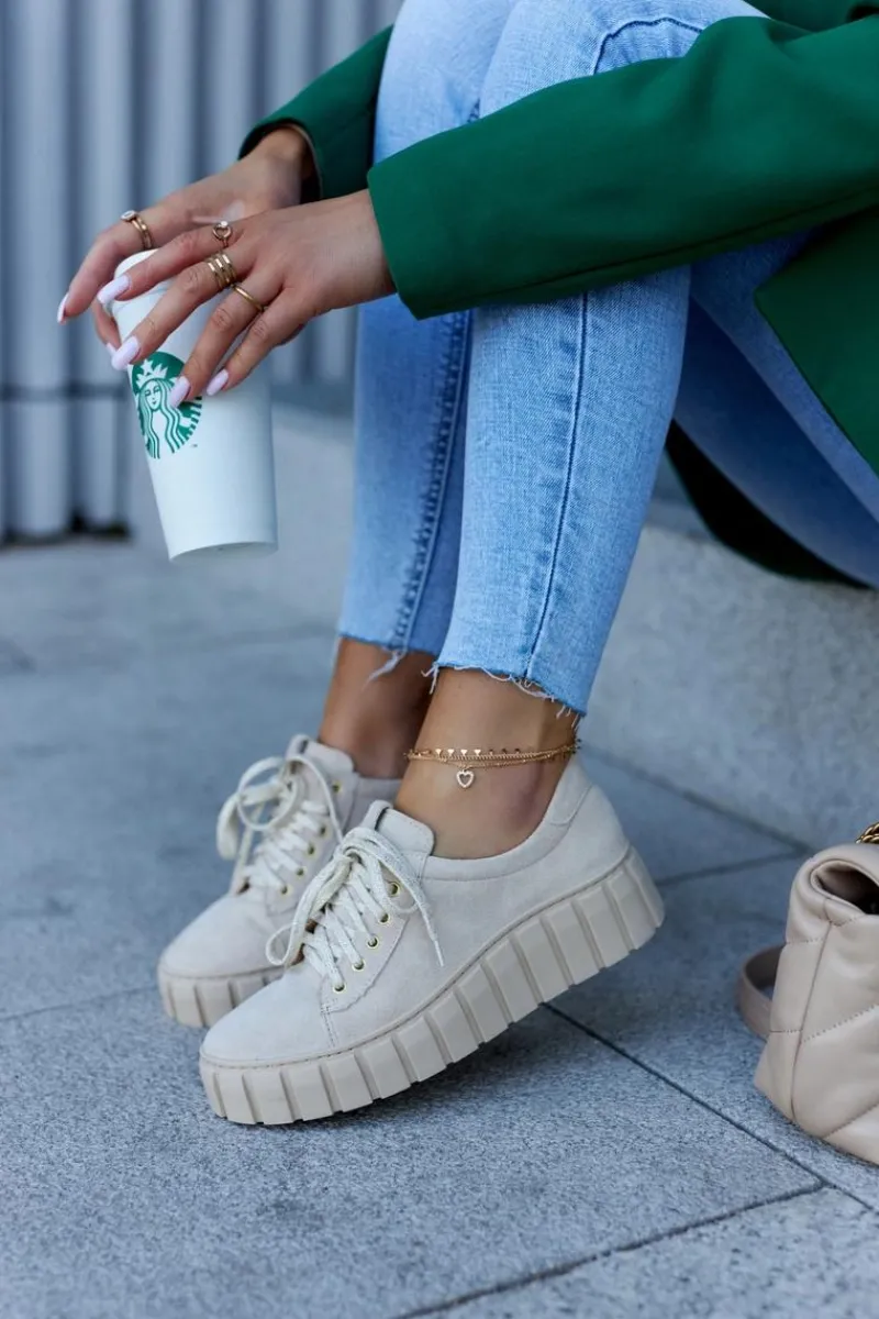 Półbuty Skórzane>Boto Zamszowe Półbuty Lewski Shoes 3163 Jasnobeżowe