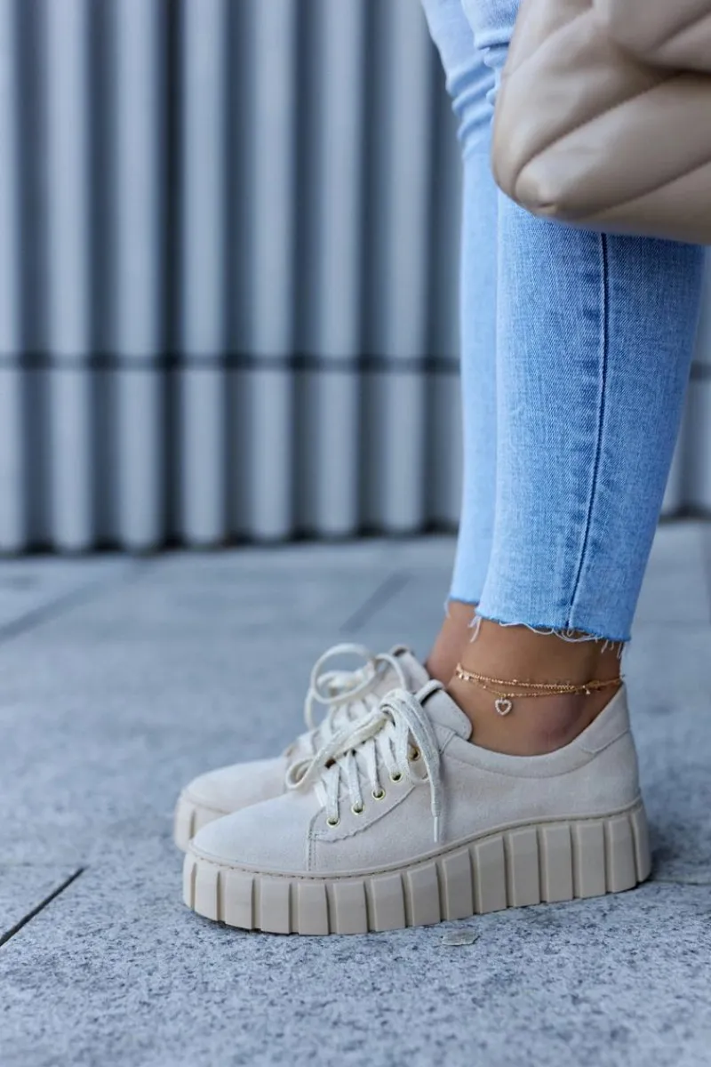 Półbuty Skórzane>Boto Zamszowe Półbuty Lewski Shoes 3163 Jasnobeżowe