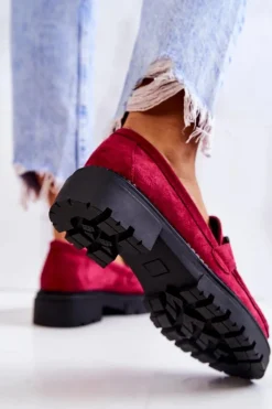 Outlet Zamszowe Półbuty Loafery Z Ozdobą La.Fi 210031FU-SU Fuksja Damskie Mokasyny Damskie Zamszowe